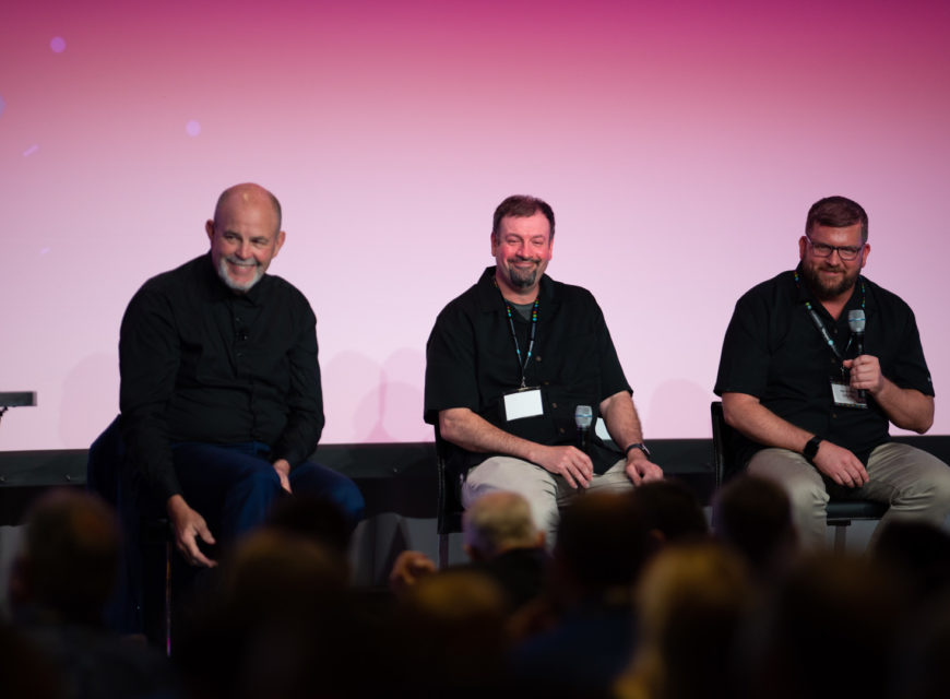 Karnes sits on stage with CU*Answers EVP of Software Development Brian Maurer and VP of MTG Product Design & Business Development Ken Vaughn to talk about the future of the "It's Me 247" suite.