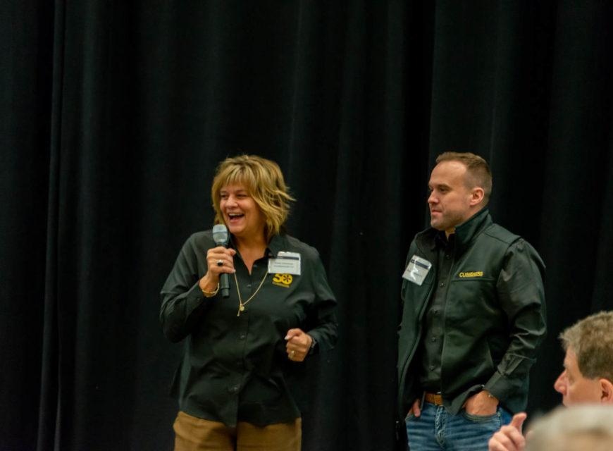 Frankenmuth Credit Union Vickie Schmitzer (left) and Allegan Community FCU CEO Kris Lewis (right), CU*Answers board members, discuss the state of the CUSO. 
