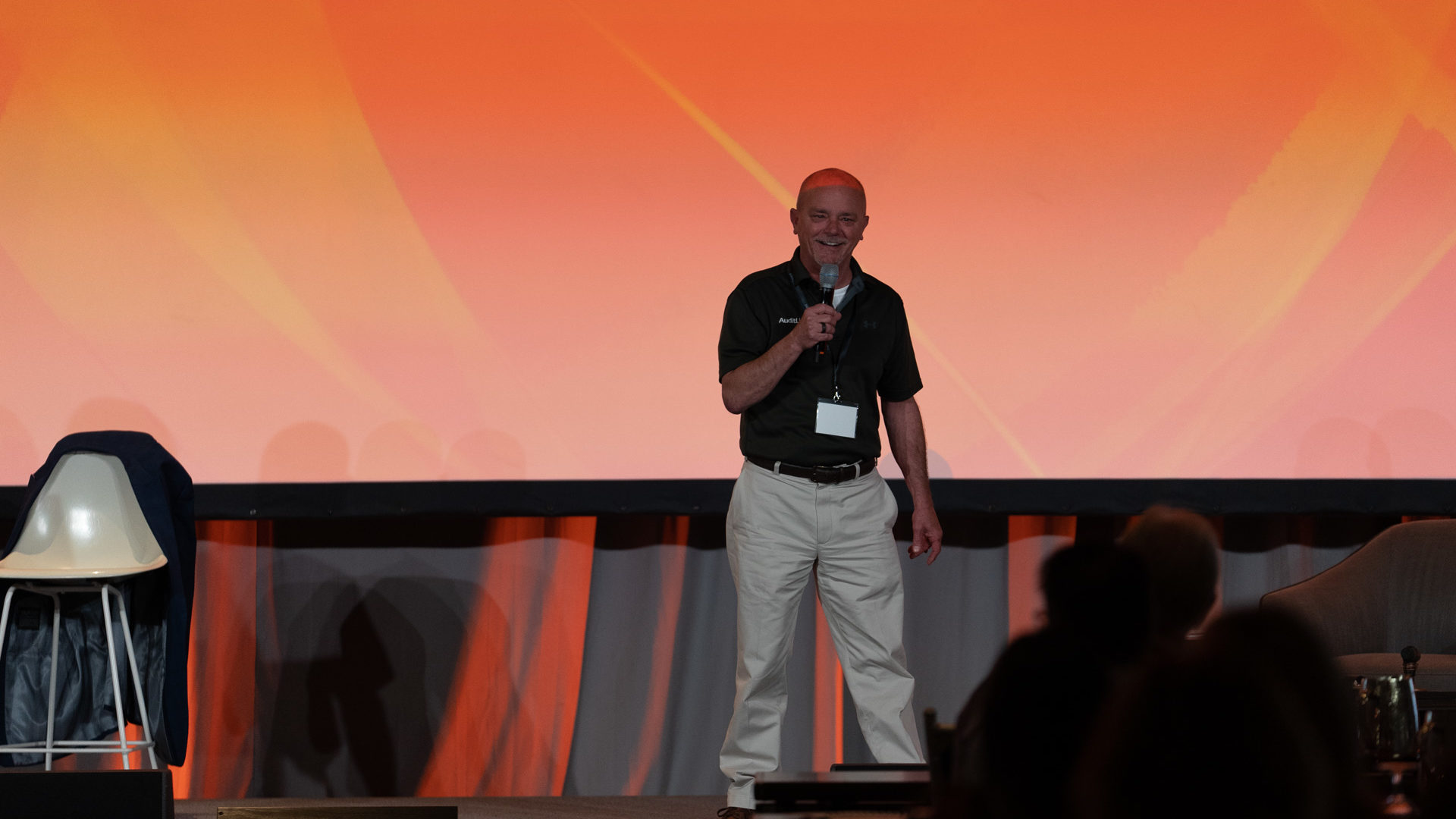 Jim Vilker, VP of Professional Services, AuditLink, comes on stage to share the team's exciting new developments in fraud prevention. 